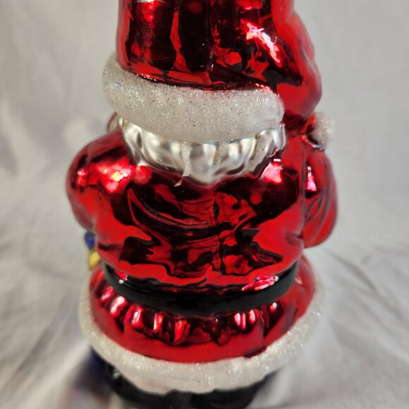Hand Blown Mercury Glass SANTA CLAUSE Tea Light Candle Holder Handpainted 6" Vtg - Picture 9 of 15